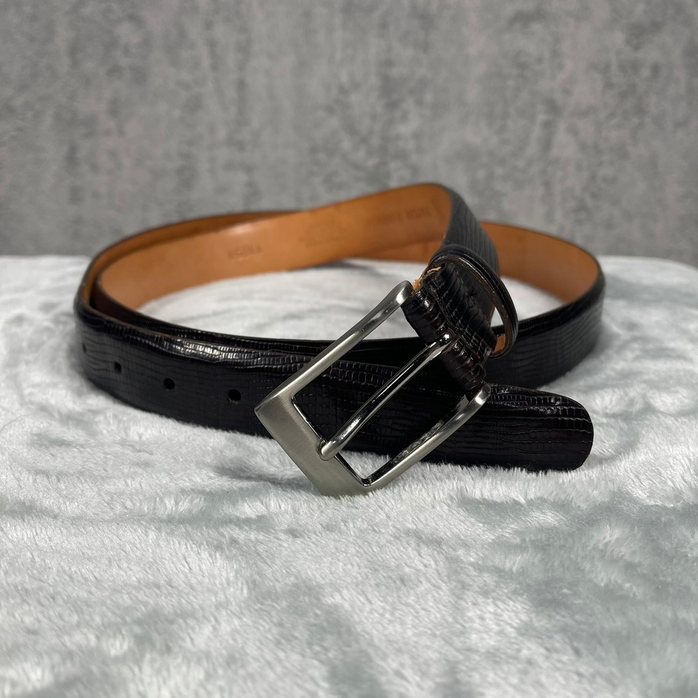 Martin Dingman Belt Mens 44 Brown Lizard Grain Italian Calfskin 11051